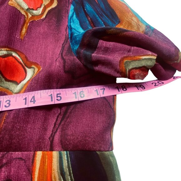 ALI CRUZ Women Abstract Print Midi Dress Sz 8 Short Sleeve Multicolor Boho 77-7 - Picture 7 of 12